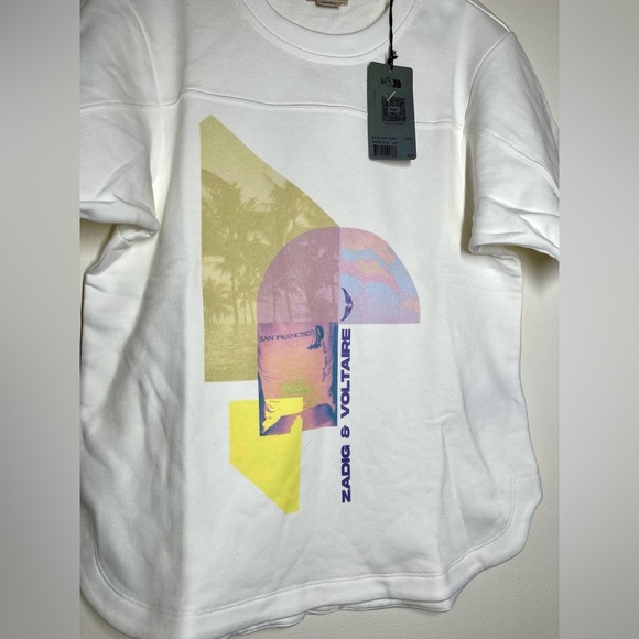 Zadig & Voltaire | Bow Mo Terry Palmier | Tee Shirt | Large - Picture 2 of 5